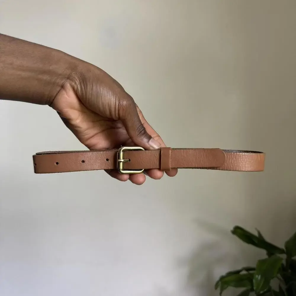 Vintage H&M minimalist tan leather boho grunge mini belt size M